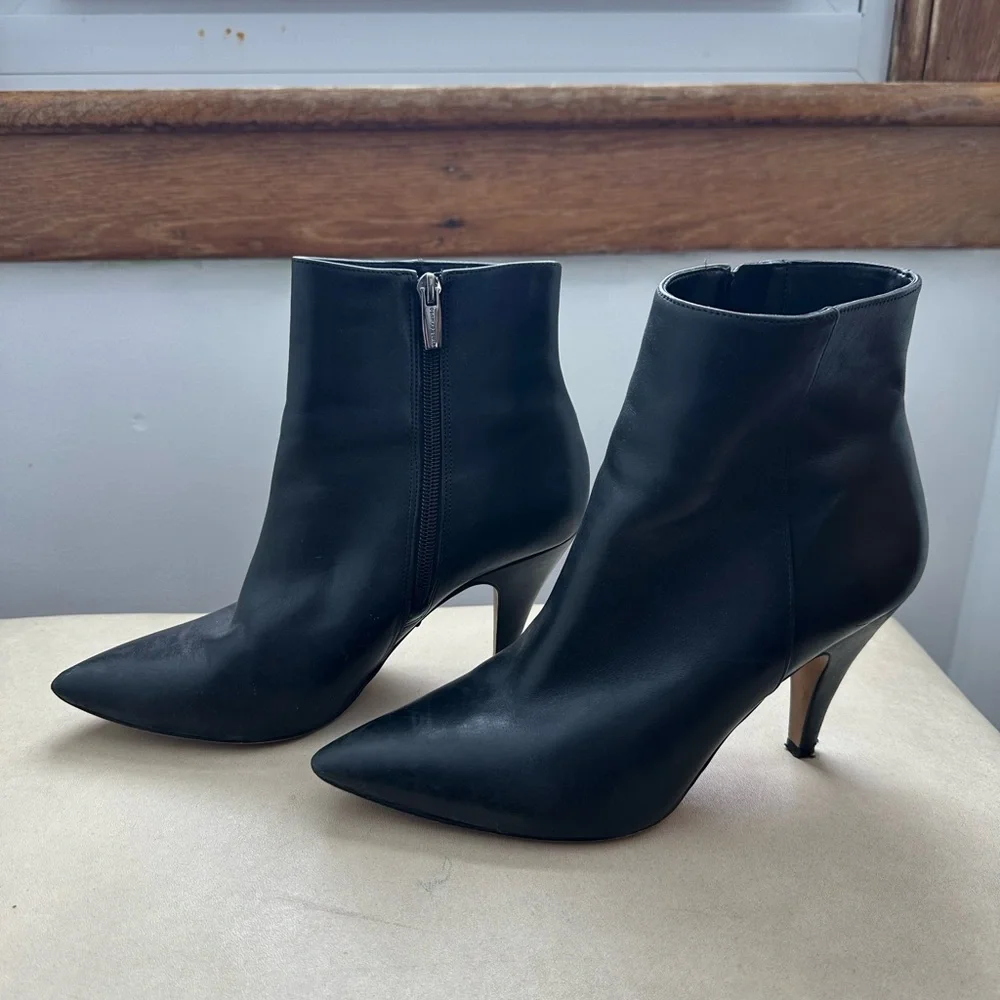 Vince Camuto Black Leather Ankle Boots - Picture 2 of 9